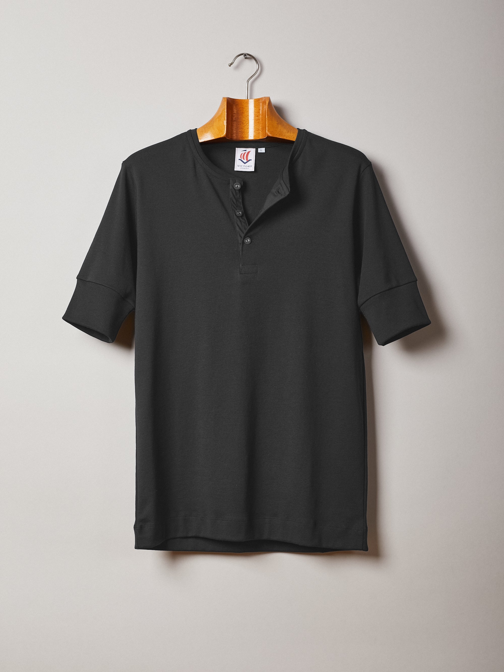 Victory Essentials VE Art SS Henley 200 Henleys Slate Black