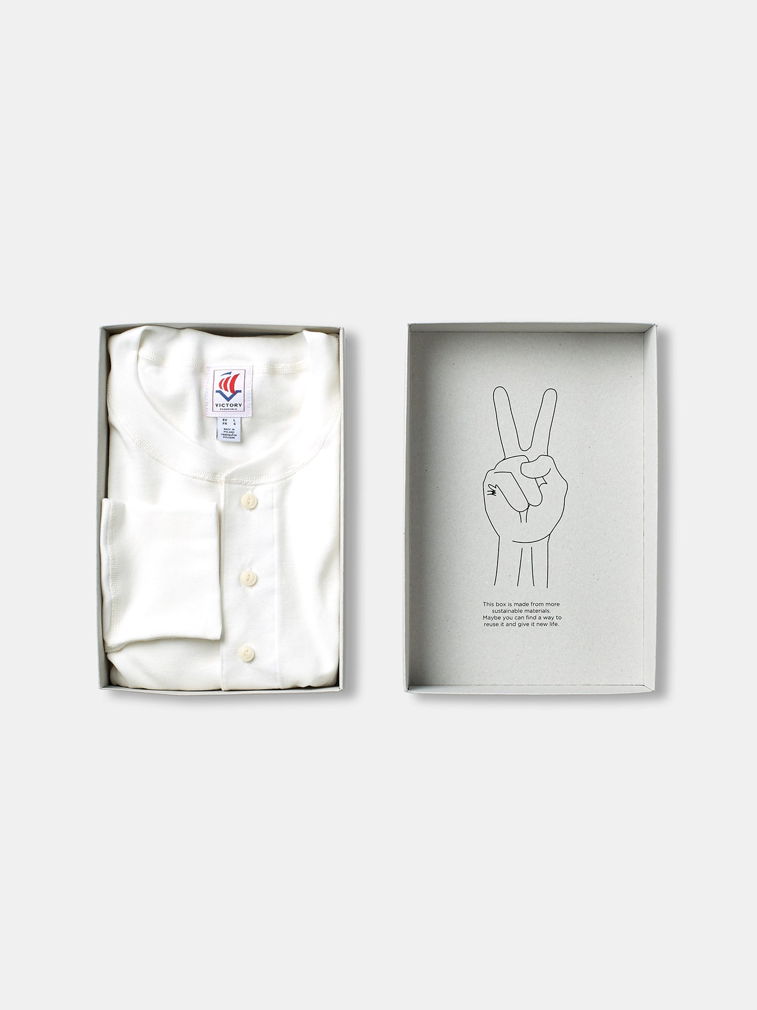 Victory Essentials VE Karl LS Henley 230 Henleys Off White