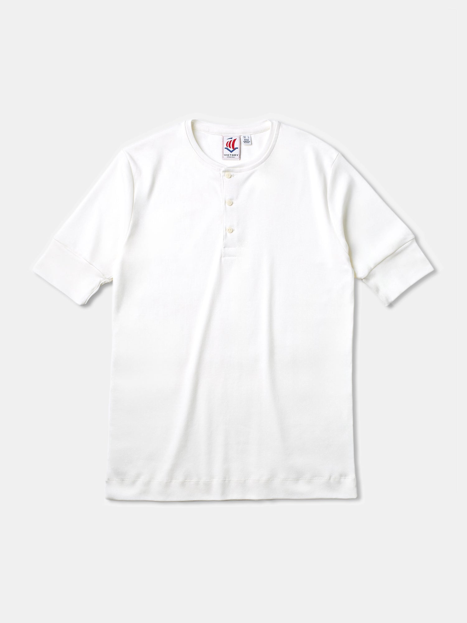 Victory Essentials VE Art SS Henley 200 Henleys Off White