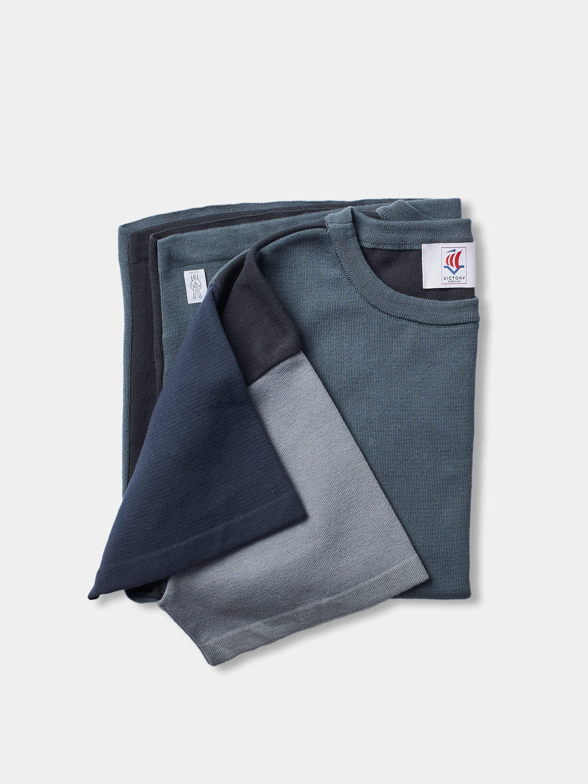 Victory Essentials VE Boxie SS Knit DS Knit Dusty Blue