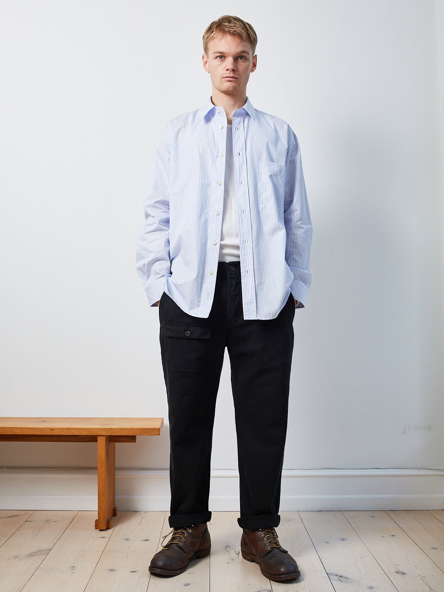 Victory Essentials VE Charles Shirt IT Shirts L/S Blue Stripe