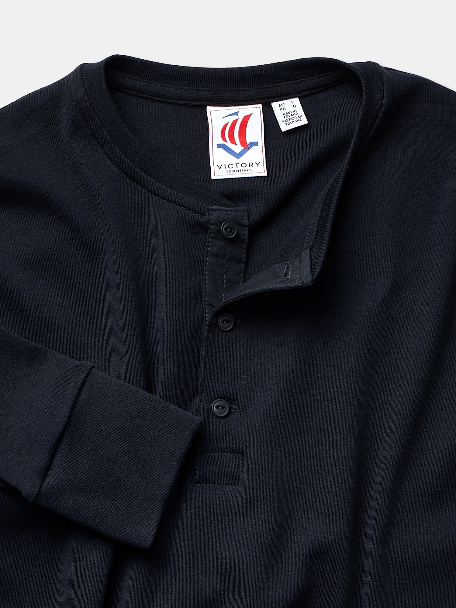 Victory Essentials VE Cooper LS Henley 200 Henleys Black