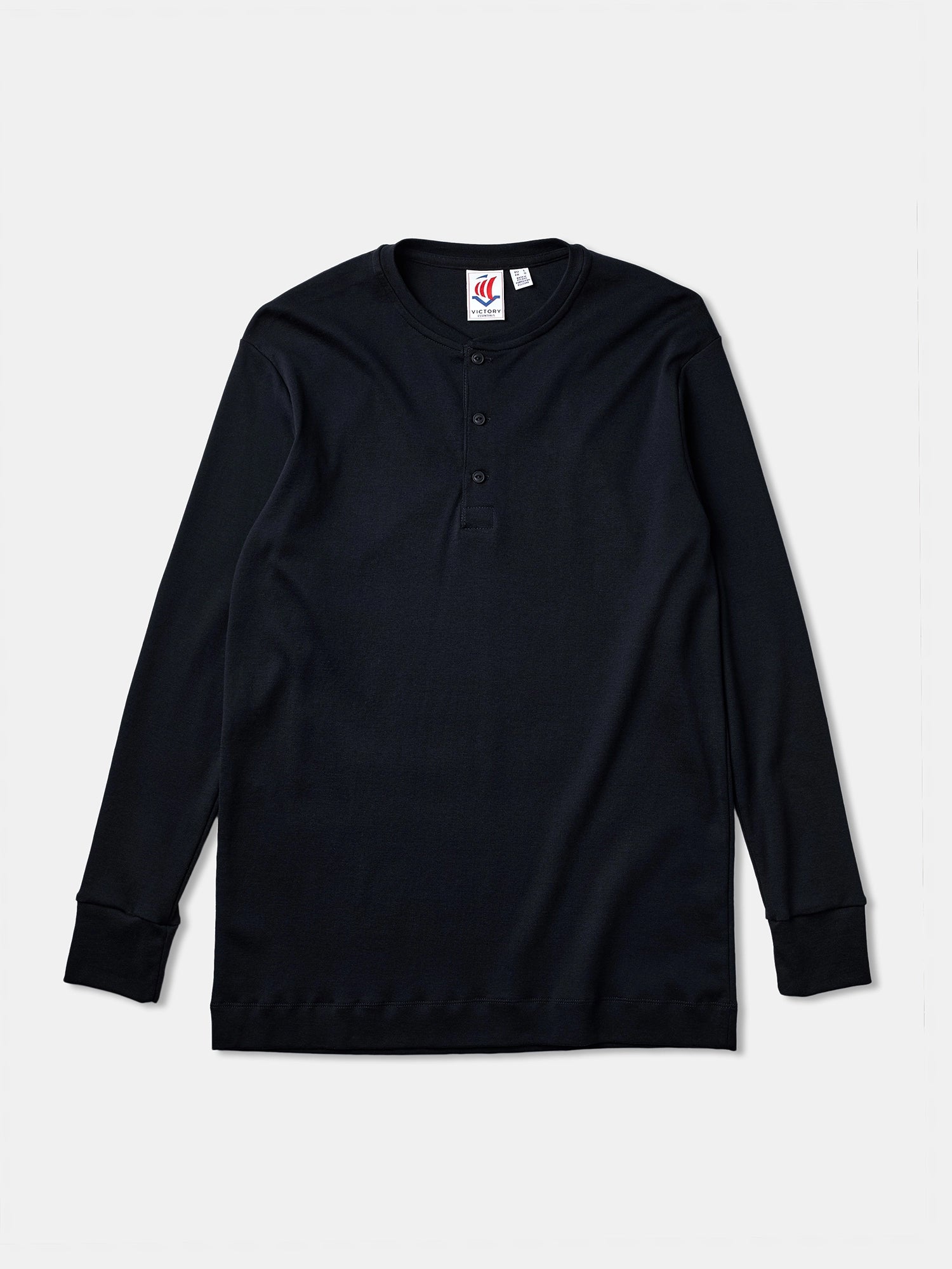 Victory Essentials VE Cooper LS Henley 200 Henleys Black